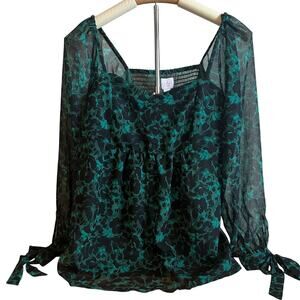 Isabel Maternity Long Sleeve Green Woven Maternity Shirt - Size Small - NWT